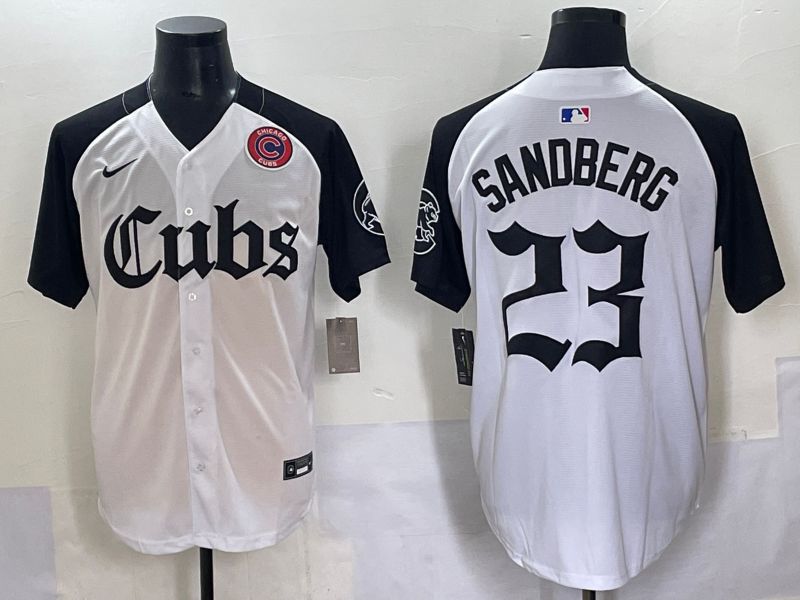 Men 2025 Chicago Cubs #23 Sandberg White black Five generations Joint Name Nike MLB Jersey style 6239